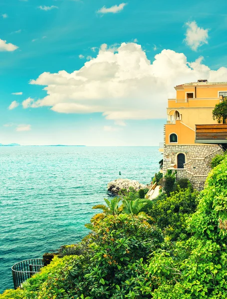 Sea and sky. Mediterranean landscape, French riviera. Retro styl — Stock Photo, Image