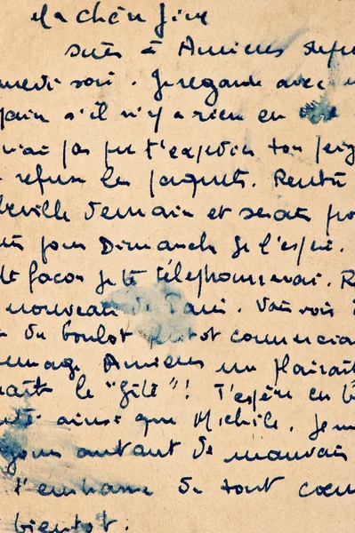 Oude brief met vintage handschrift. Leeftijd papier textuur — Stockfoto