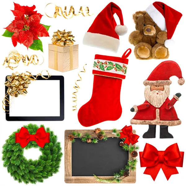 Christmas decoration objects isolated on white background — Stock Photo, Image