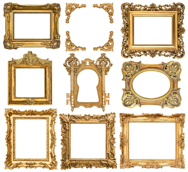 Golden picture frames. Baroque style antique objects Royalty Free Stock Images