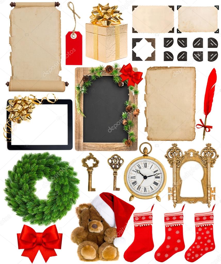 Christmas decorations, ornaments and gifts. Paper and photo fram