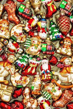 Noel ağacı süsleme baubles, oyuncak ve renkli süsler.