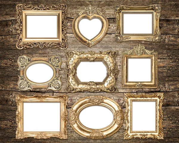 Barock stil gyllene tavelramar. Antika föremål — Stockfoto