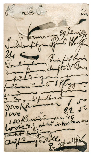 Ancien courrier avec du texte écrit à la main. Texture du papier — Photo