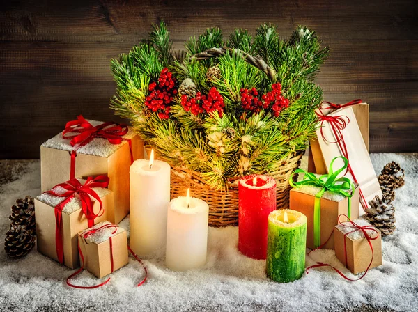 Christmas decoration with candles — Stock Photo, Image