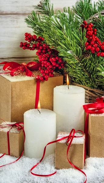 Karácsonyi dekoráció gyertyákkal — Stock Fotó