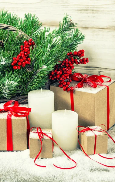 Christmas decoration with candles — Stock Photo, Image