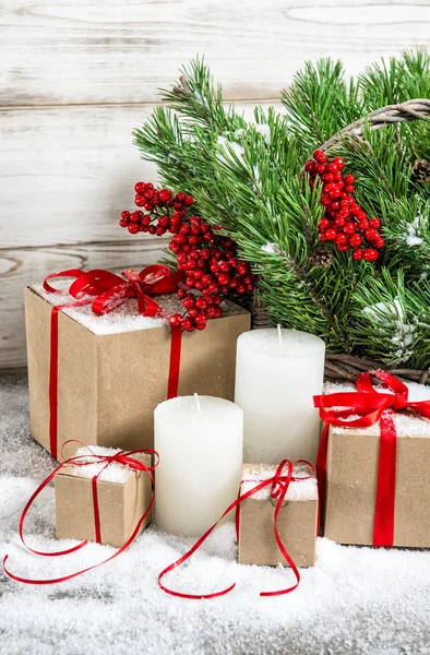 Decoración de Navidad con velas — Foto de Stock