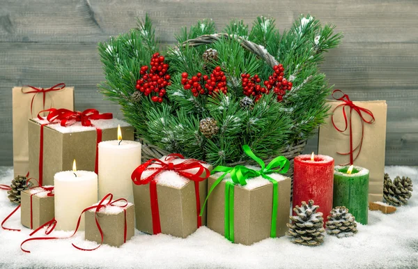Karácsonyi dekoráció gyertyákkal Jogdíjmentes Stock Fotók