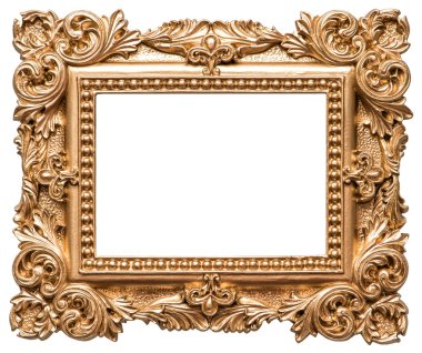 Baroque style golden picture frame. Vintage art object