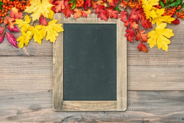 yazı tahtası ile sonbahar arka plan