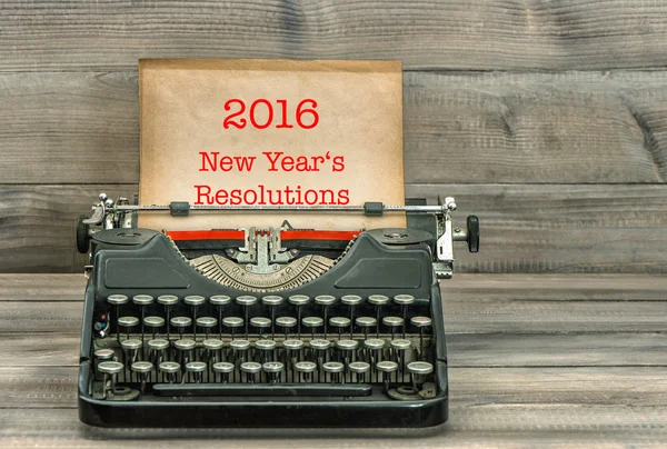 Typewriter with white paper page. New Year's Resolutions — Stok fotoğraf