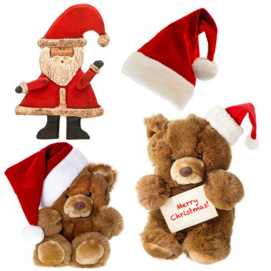 Noel Baba şapkası ile ayıcık. Noel süsleri