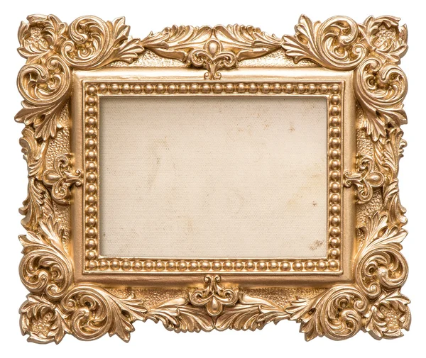 Golden picture frame with grungy canvas. Vintage baroque object — ストック写真
