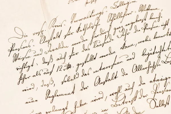 Old letter with handwritten text. Grunge vintage paper texture — Stok fotoğraf