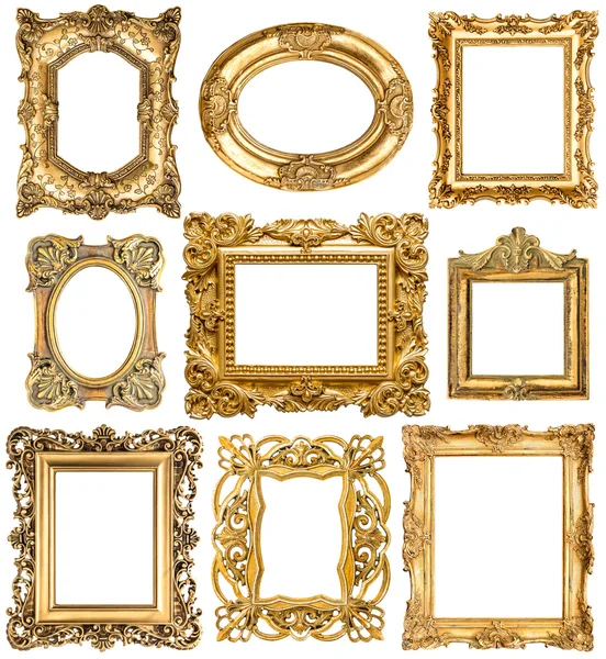 Golden frames. Baroque vintage objects. Antique picture — Stock fotografie