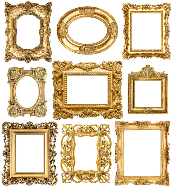 Golden frames. Baroque vintage objects. Antique picture Stock Photo