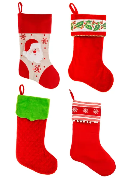 Medias navideñas. Calcetín rojo para regalos. Adornos — Foto de Stock