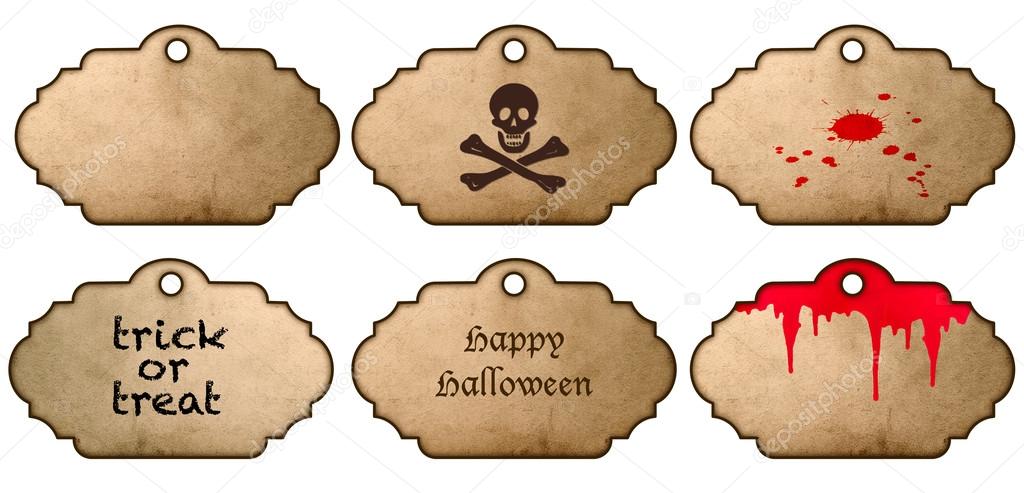 Halloween stickers. Vintage style labels