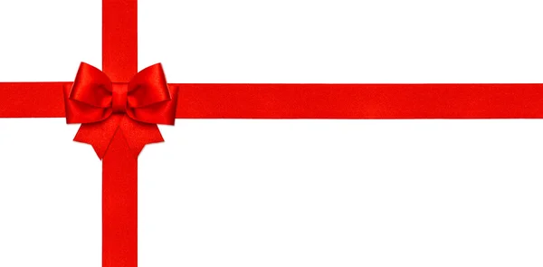 Red ribbon bow isolated on white. Gift card concept — Stock Photo, Image