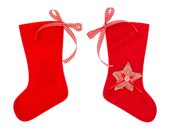 Red christmas stocking for gifts — Stock Photo, Image