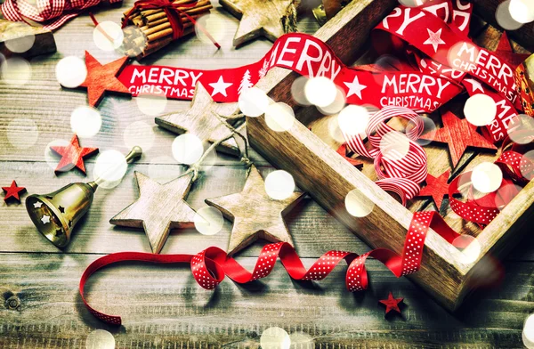 Decoração de Natal e ornamentos efeitos de luz vintage — Fotografia de Stock