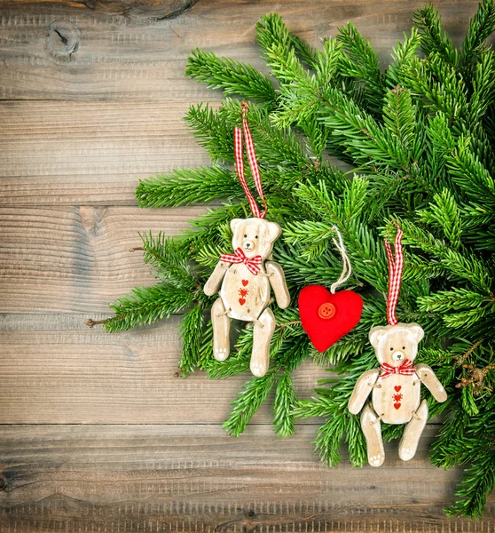 Christmas Decoration. Vintage style toys Teddy Bear — 图库照片