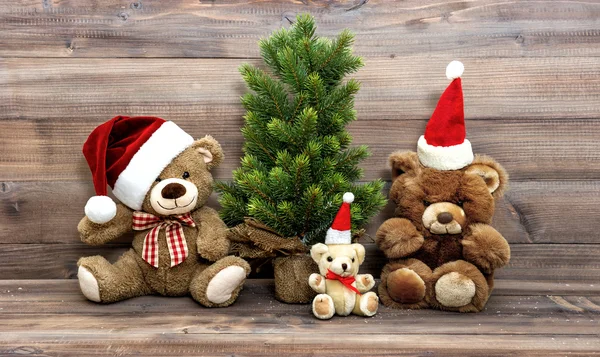 Christmas decoration with nostalgic toys Teddy Bear family Stockfoto