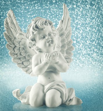 Parlak ışıklar üzerinde koruyucu melek. Noel dekorasyon vintage s
