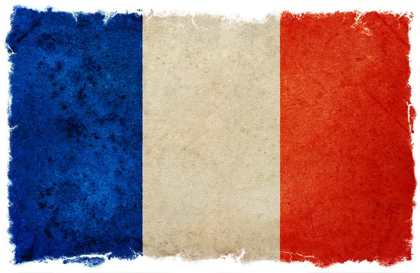 Bandeira francesa antiga desenhada. Textura utilizada — Fotografia de Stock