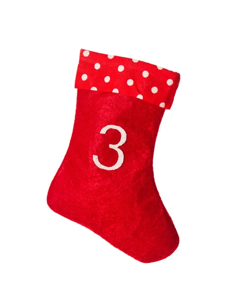 Stocking. Advent symbol. Red christmas sock for gifts — Stockfoto