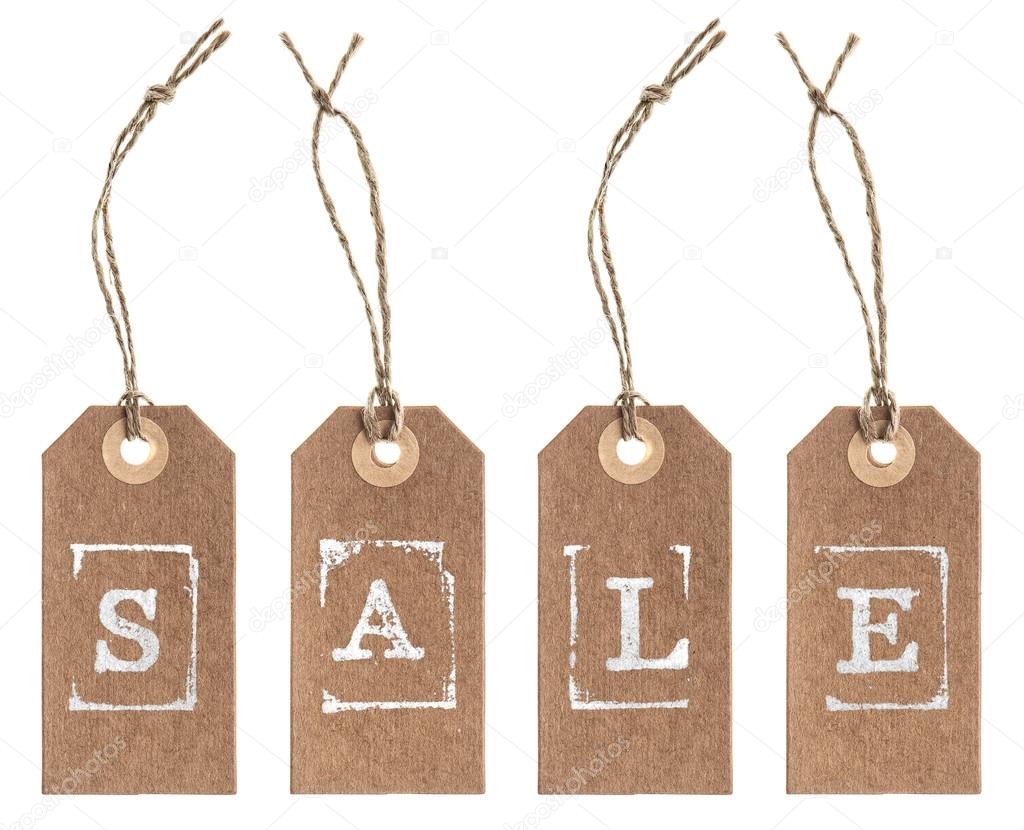 Kraft paper tag with string. SALE concept