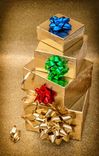 Geschenkdozen met lint bogen — Stockfoto