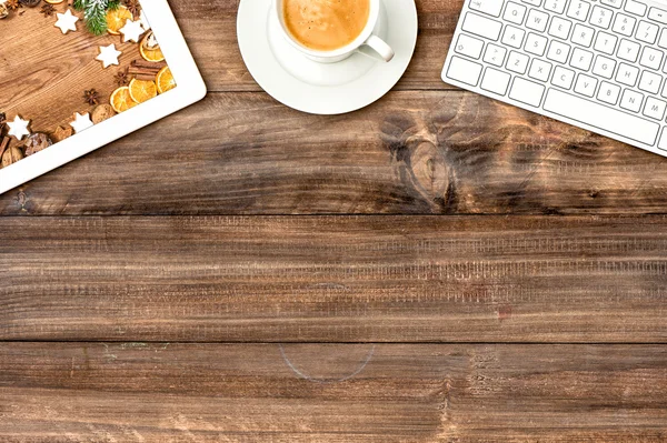 Digital TabletPC, tangentbord och kaffe — Stockfoto