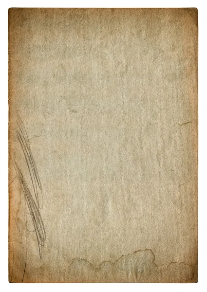 Carta macchiata tessitura pagina. Cartone vintage — Foto Stock