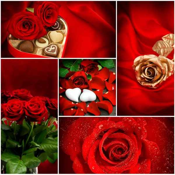 Red roses. Hearts. Valentines Day — Stock Photo, Image