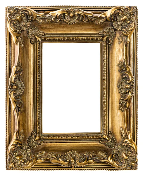 Gouden barokke afbeeldingsframe op witte achtergrond — Stockfoto