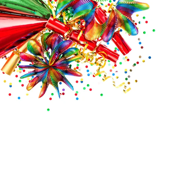 Party decoration with garlands and confetti — Stock Photo, Image