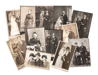 Vintage aile ve düğün fotoğrafları. Nostaljik duygusal resim
