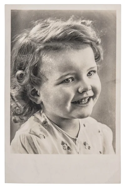 Cute smiling girl. Vintage picture — Stock Photo, Image