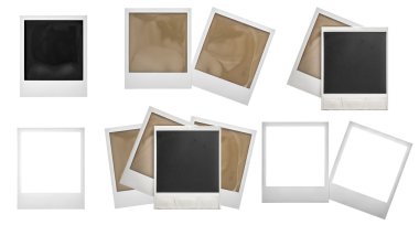 Polaroid fotoğraf çerçeveleri izole. Fotoğraf karalama defteri