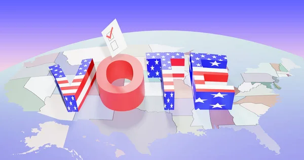 vote elections of the President. word vote is an American flag symbol. 3D illustration