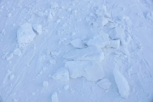 Textura Cobertura Neve Pedaços Quebrados Neve — Fotografia de Stock