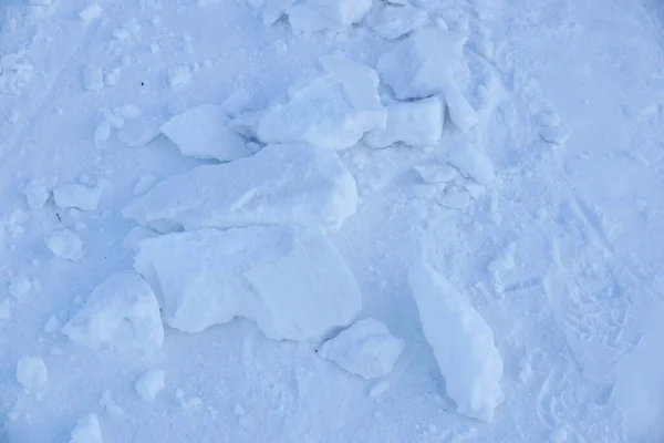 Tekstura Pokrywy Śnieżnej Połamane Kawałki Śniegu — Zdjęcie stockowe