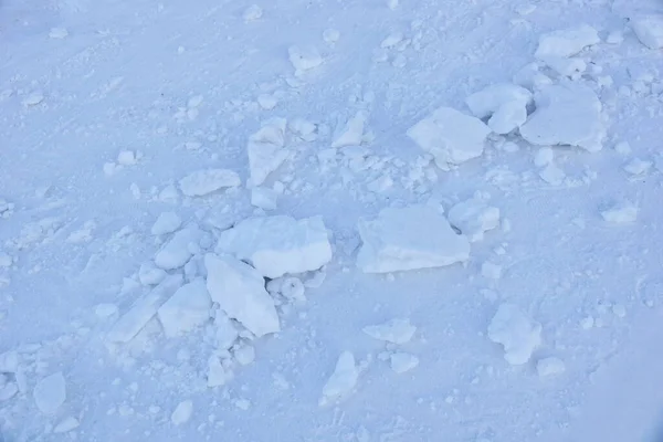 Textura Sněhové Pokrývky Rozbité Kusy Sněhu — Stock fotografie
