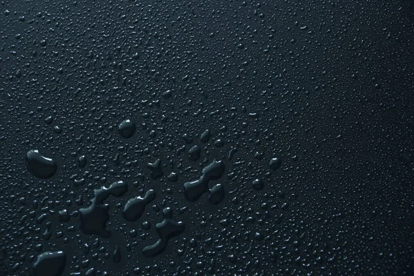 Gotas Agua Sobre Fondo Negro Textura Abstracta Fondo — Foto de Stock