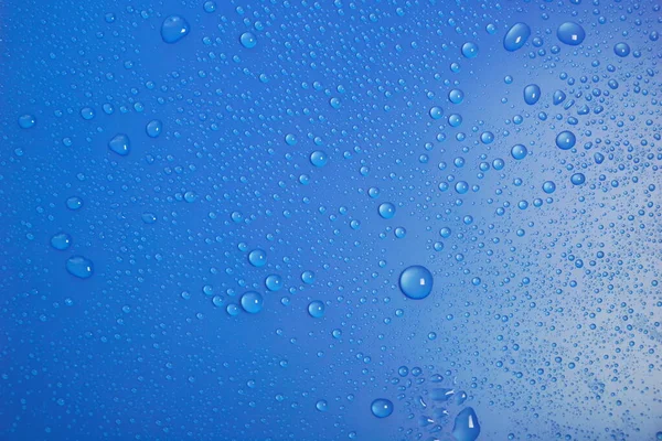 Gotas Água Textura Fundo Azul — Fotografia de Stock