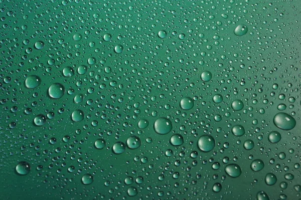 Vízcseppek Zöld Háttér Textúra — Stock Fotó
