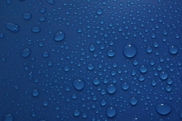 Gotas Água Textura Fundo Azul — Fotografia de Stock