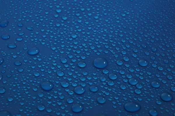 Kapky Vody Modrém Pozadí Textury — Stock fotografie